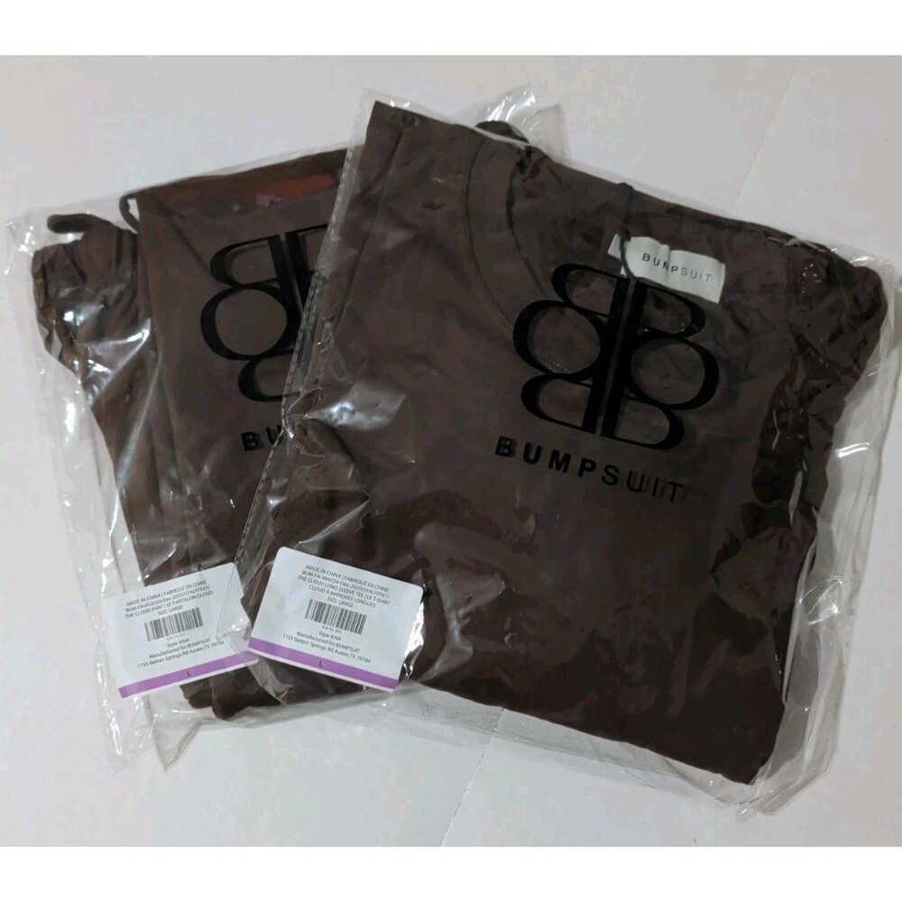 NWT BUMPSUIT The Cloud 2-Piece Lounge Set Crop Tee & Wide Leg Pants Brown L